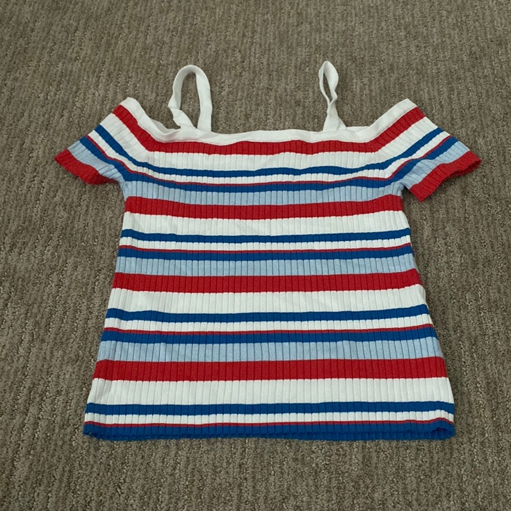 Striped off the shoulder tank